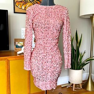 Love & Lemonade Pink Velvet and Sequin Mini Dress Size S